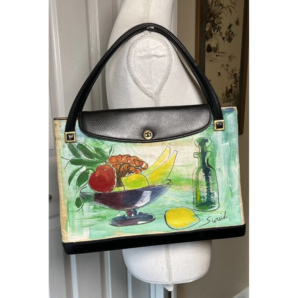 Vintage Jerry Terrence RARE Works of Art Collection Leather Handbag 1966 USA‎